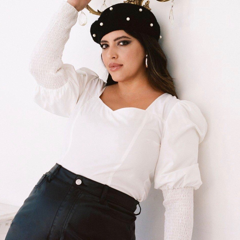 013 Nasty Gal White Top with Puff Sleeves - Picture 6 of 9
